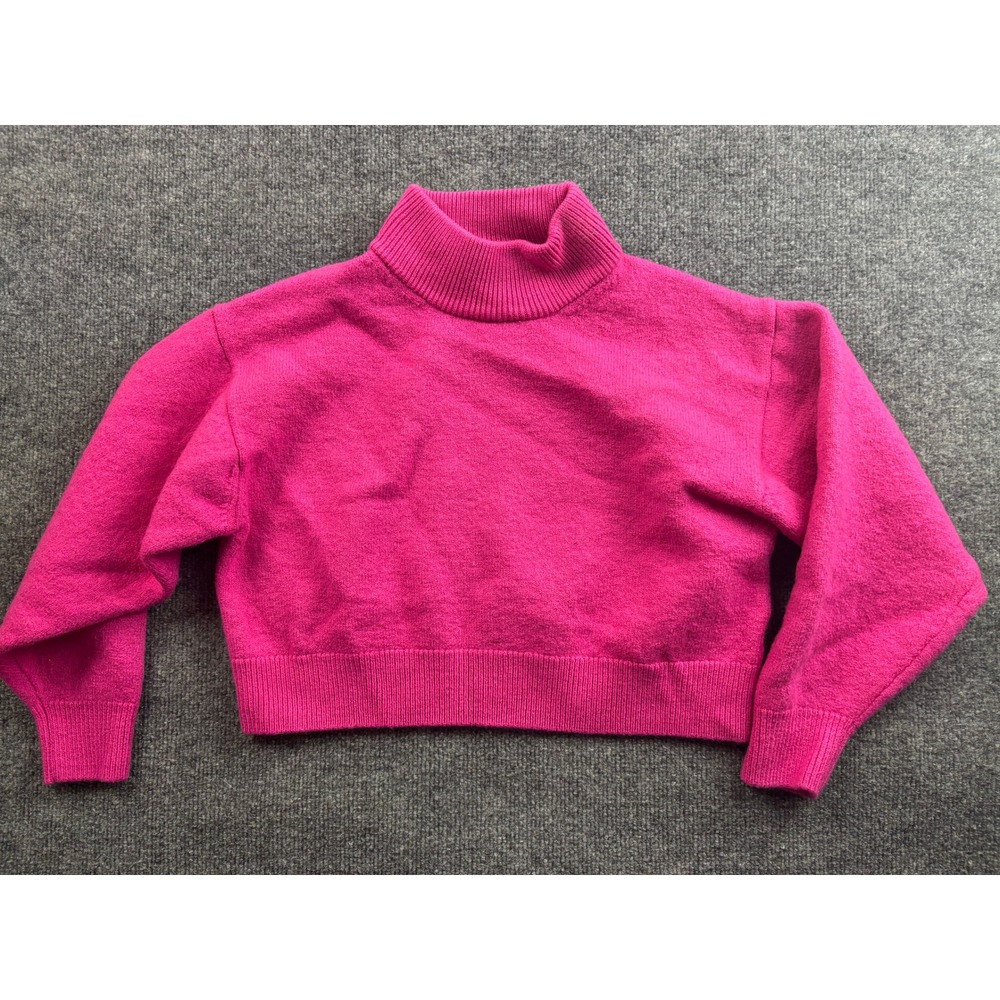 Wilfred Free Aritzia Sweater Women M Pink Wool Mock Neck Cropped 65627